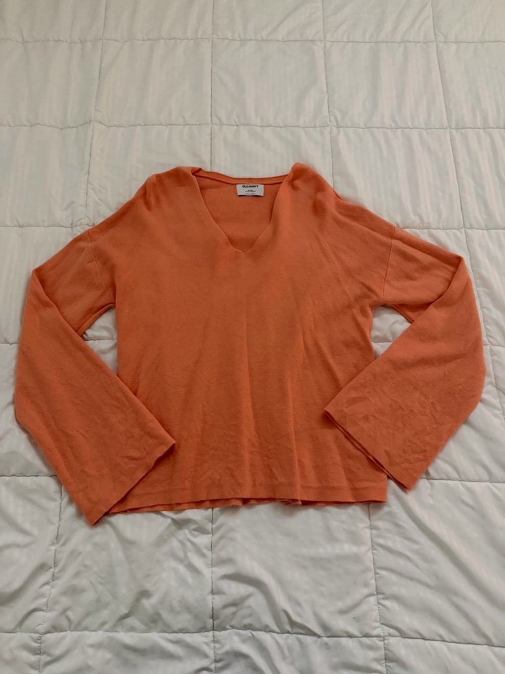 Old Navy Coral Orange V-Neck Long Sleeve Sweater Top